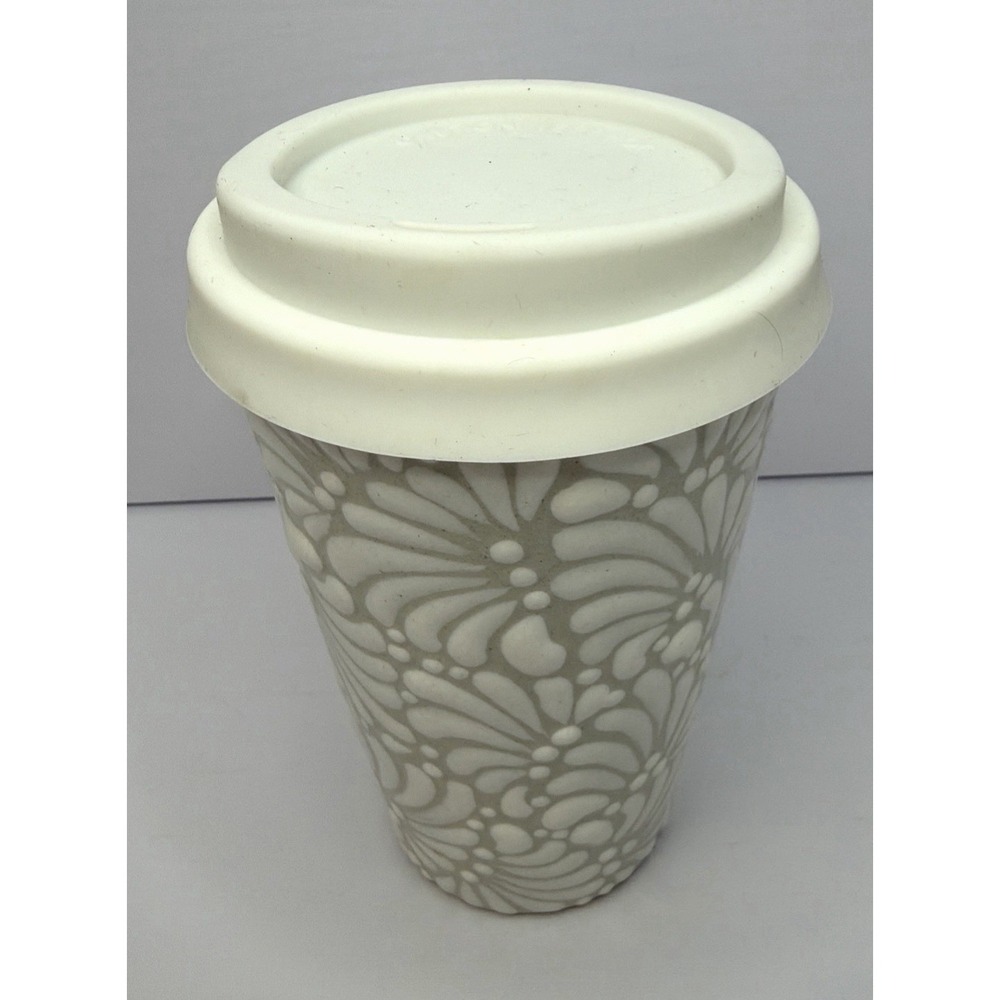 Talavera Coffee Cup, Tea Cup with Silicone Lid Hand Painted 15 oz